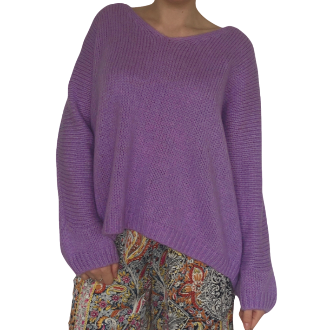 Purple - Knitted Sweater